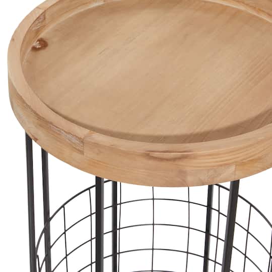 16" Black Industrial Compact Accent Table